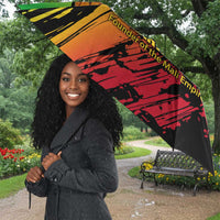 Sundiata Keita Umbrella with Regal Portrait, Lion of Mali Title and Bold Tribal Brushstroke Pattern - Wonder Print Shop