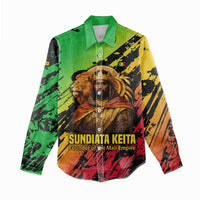 Sundiata Keita Women Casual Shirt with Regal Portrait, Lion of Mali Title and Bold Tribal Brushstroke Pattern - Wonder Print Shop
