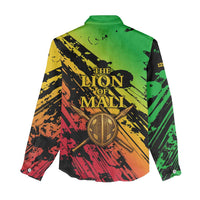 Sundiata Keita Women Casual Shirt with Regal Portrait, Lion of Mali Title and Bold Tribal Brushstroke Pattern - Wonder Print Shop