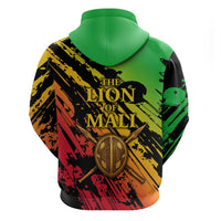 Sundiata Keita Zip Hoodie with Regal Portrait, Lion of Mali Title and Bold Tribal Brushstroke Pattern - Wonder Print Shop