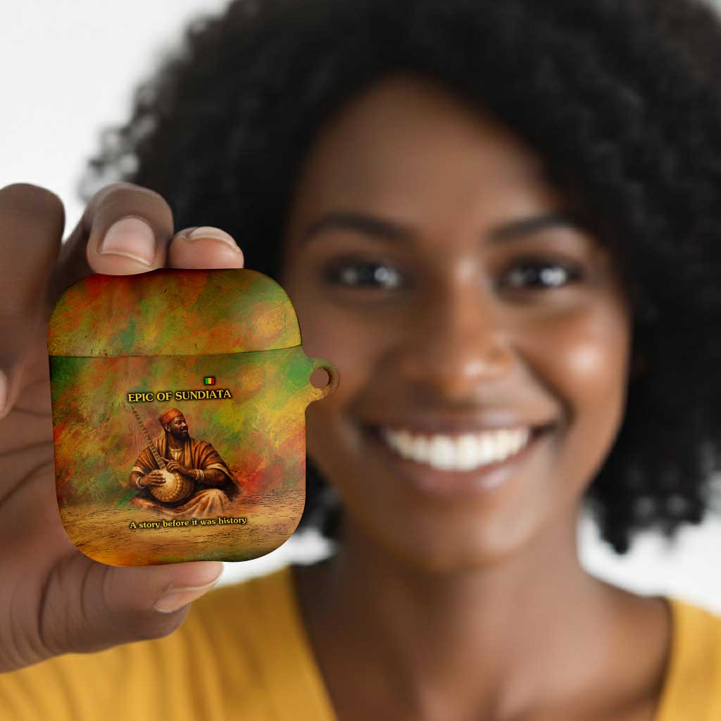 Sundiata Keita AirPods Case Griot Storytelling Scene, Epic of Sundiata Text and Heritage-Inspired Earth Tone - Wonder Print Shop