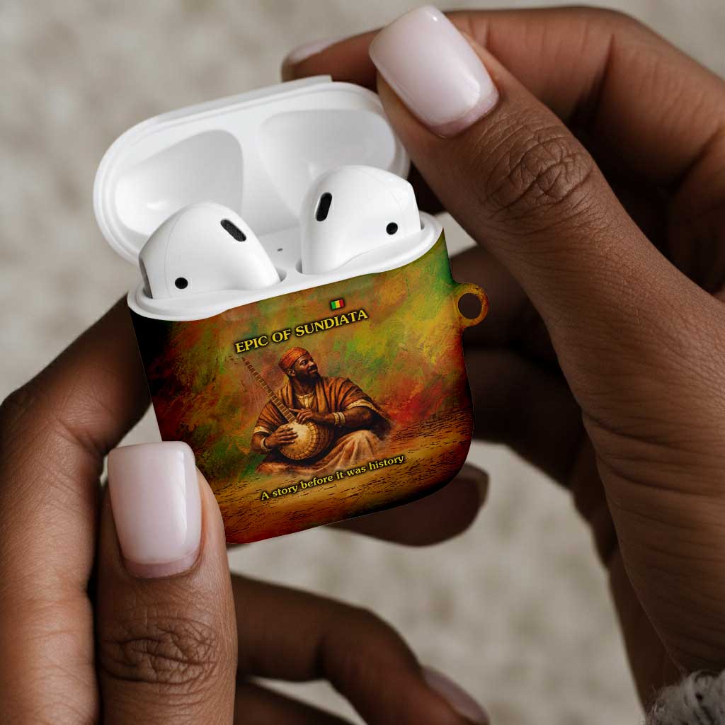 Sundiata Keita AirPods Case Griot Storytelling Scene, Epic of Sundiata Text and Heritage-Inspired Earth Tone - Wonder Print Shop