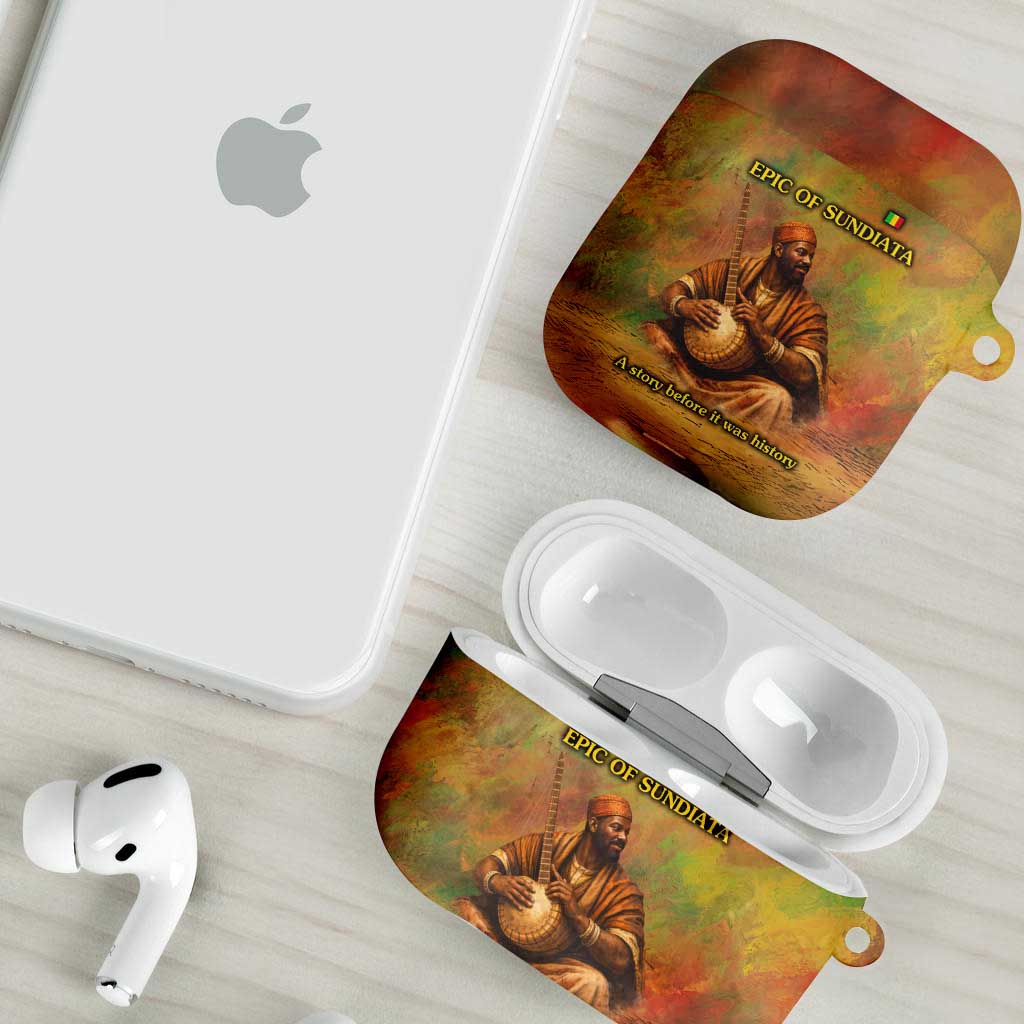 Sundiata Keita AirPods Case Griot Storytelling Scene, Epic of Sundiata Text and Heritage-Inspired Earth Tone - Wonder Print Shop