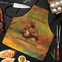 Sundiata Keita Apron Griot Storytelling Scene, Epic of Sundiata Text and Heritage-Inspired Earth Tone - Wonder Print Shop