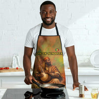 Sundiata Keita Apron Griot Storytelling Scene, Epic of Sundiata Text and Heritage-Inspired Earth Tone - Wonder Print Shop