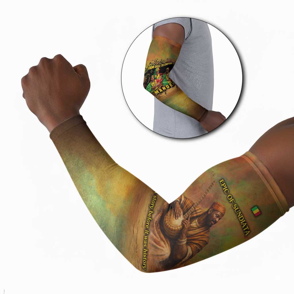 Sundiata Keita Arm Sleeves Griot Storytelling Scene, Epic of Sundiata Text and Heritage-Inspired Earth Tone - Wonder Print Shop