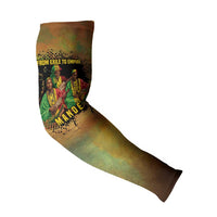 Sundiata Keita Arm Sleeves Griot Storytelling Scene, Epic of Sundiata Text and Heritage-Inspired Earth Tone - Wonder Print Shop