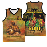 Sundiata Keita Basketball Jersey Griot Storytelling Scene, Epic of Sundiata Text and Heritage-Inspired Earth Tone - undefined