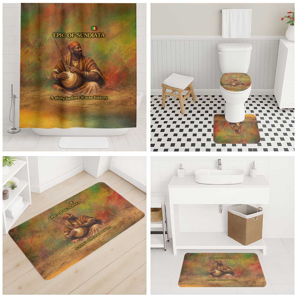 Sundiata Keita Bathroom Set Griot Storytelling Scene, Epic of Sundiata Text and Heritage-Inspired Earth Tone - Wonder Print Shop
