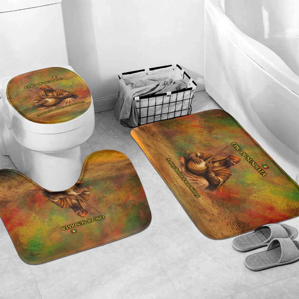 Sundiata Keita Bathroom Set Griot Storytelling Scene, Epic of Sundiata Text and Heritage-Inspired Earth Tone - Wonder Print Shop