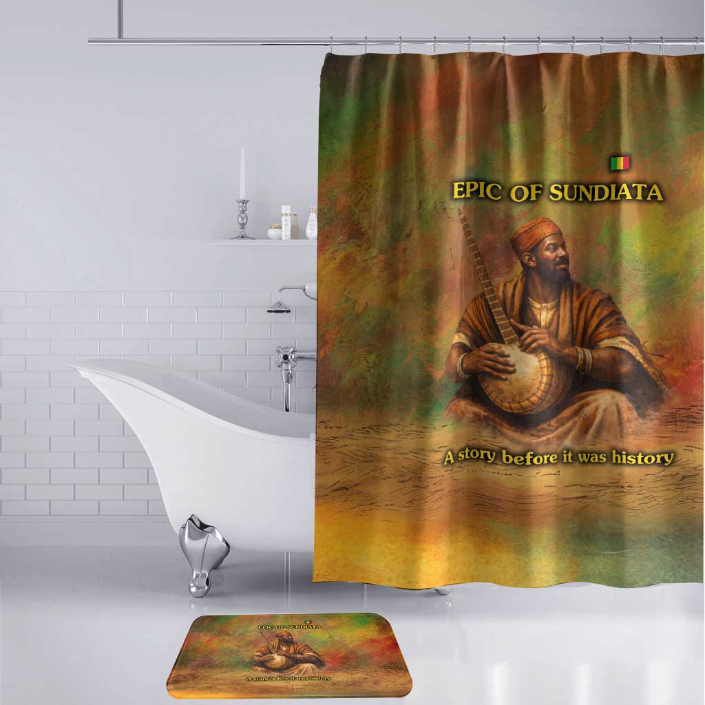 Sundiata Keita Bathroom Set Griot Storytelling Scene, Epic of Sundiata Text and Heritage-Inspired Earth Tone - Wonder Print Shop