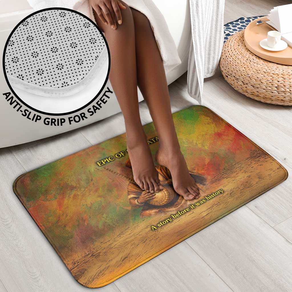 Sundiata Keita Bathroom Set Griot Storytelling Scene, Epic of Sundiata Text and Heritage-Inspired Earth Tone - Wonder Print Shop