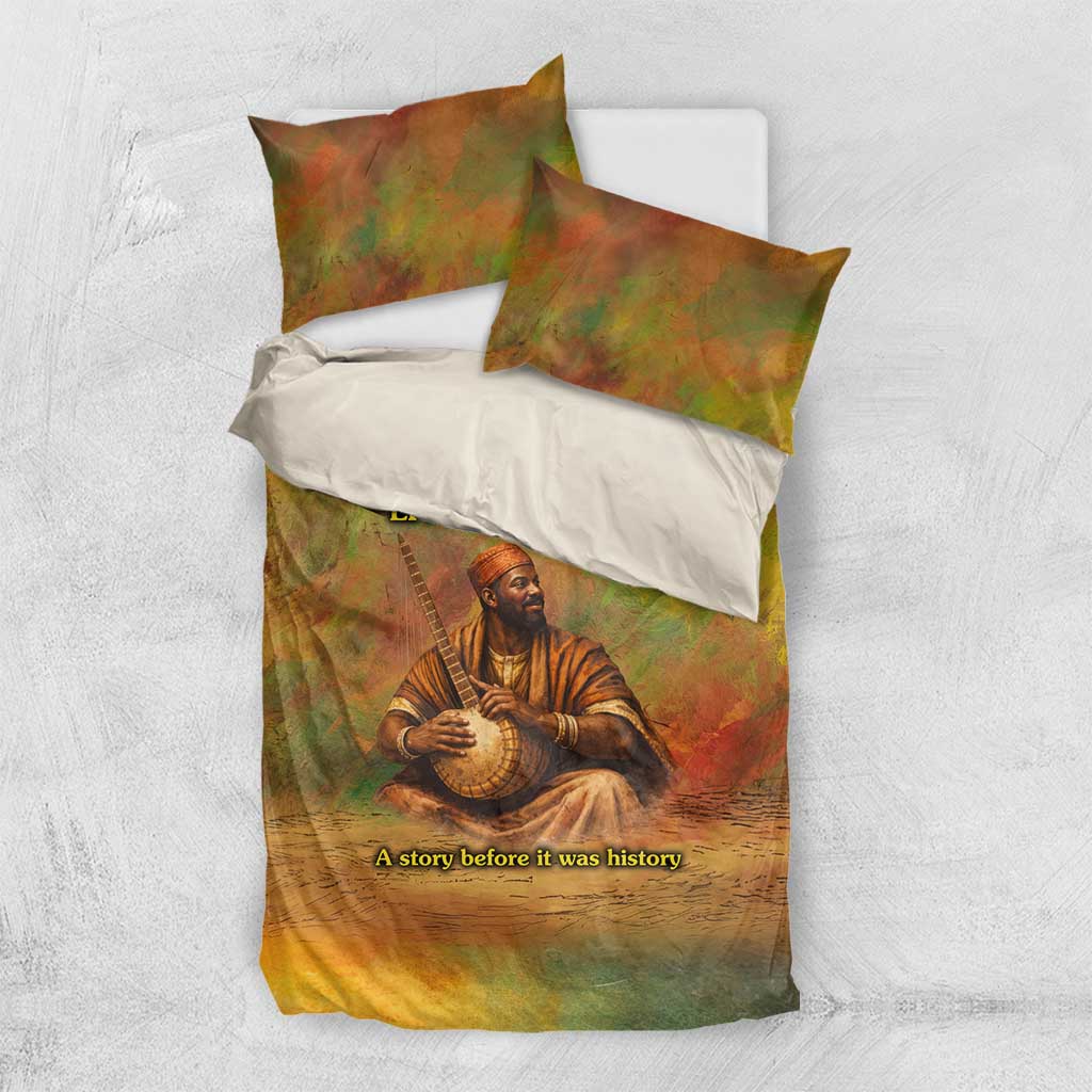 Sundiata Keita Bedding Set Griot Storytelling Scene, Epic of Sundiata Text and Heritage-Inspired Earth Tone - Wonder Print Shop