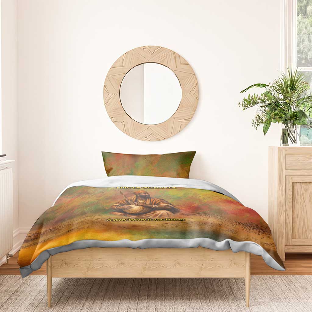 Sundiata Keita Bedding Set Griot Storytelling Scene, Epic of Sundiata Text and Heritage-Inspired Earth Tone - Wonder Print Shop