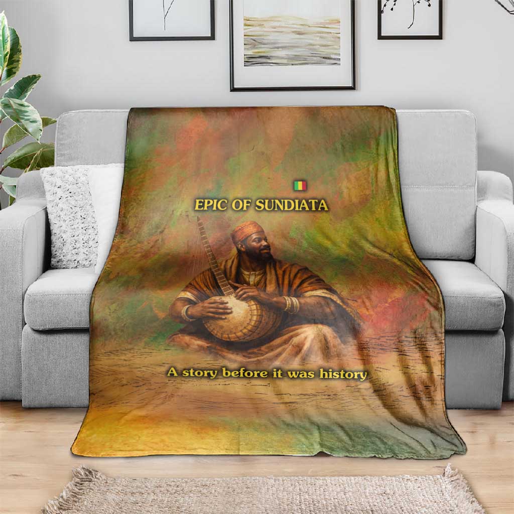 Sundiata Keita Blanket Griot Storytelling Scene, Epic of Sundiata Text and Heritage-Inspired Earth Tone - Wonder Print Shop