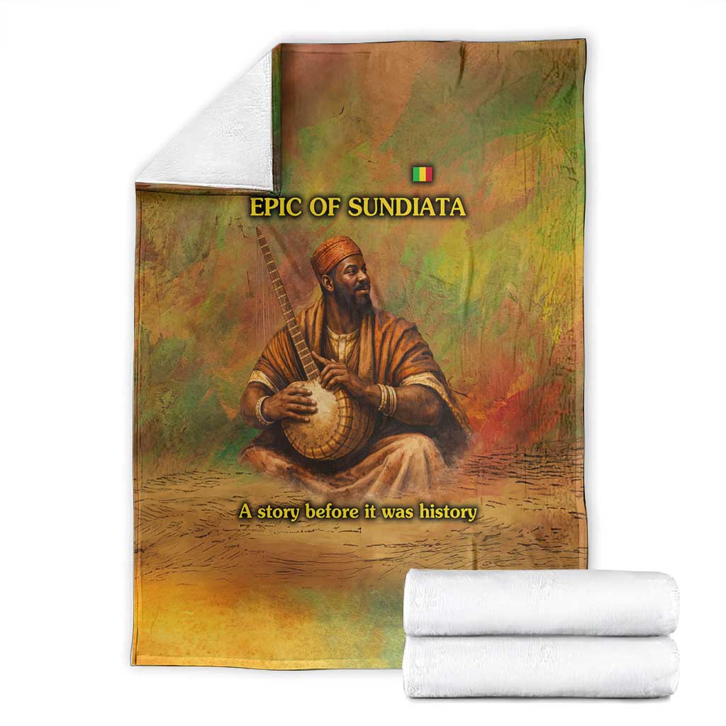 Sundiata Keita Blanket Griot Storytelling Scene, Epic of Sundiata Text and Heritage-Inspired Earth Tone - Wonder Print Shop