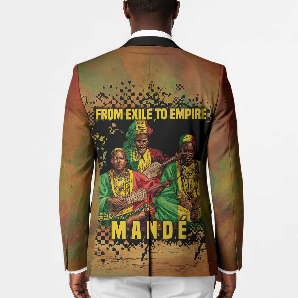 Sundiata Keita Blazer Griot Storytelling Scene, Epic of Sundiata Text and Heritage-Inspired Earth Tone - Wonder Print Shop