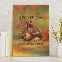 Sundiata Keita Canvas Wall Art Griot Storytelling Scene, Epic of Sundiata Text and Heritage-Inspired Earth Tone - Wonder Print Shop