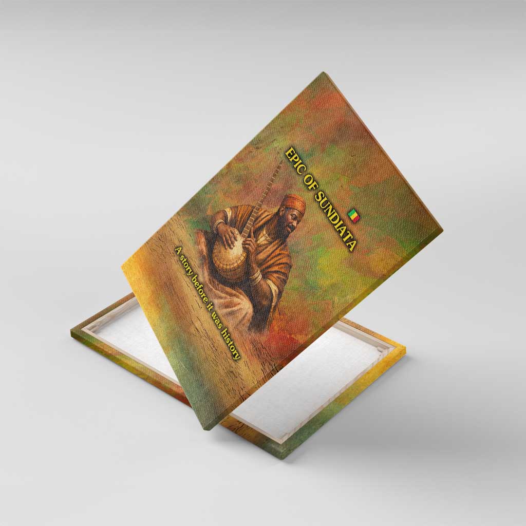 Sundiata Keita Canvas Wall Art Griot Storytelling Scene, Epic of Sundiata Text and Heritage-Inspired Earth Tone - Wonder Print Shop