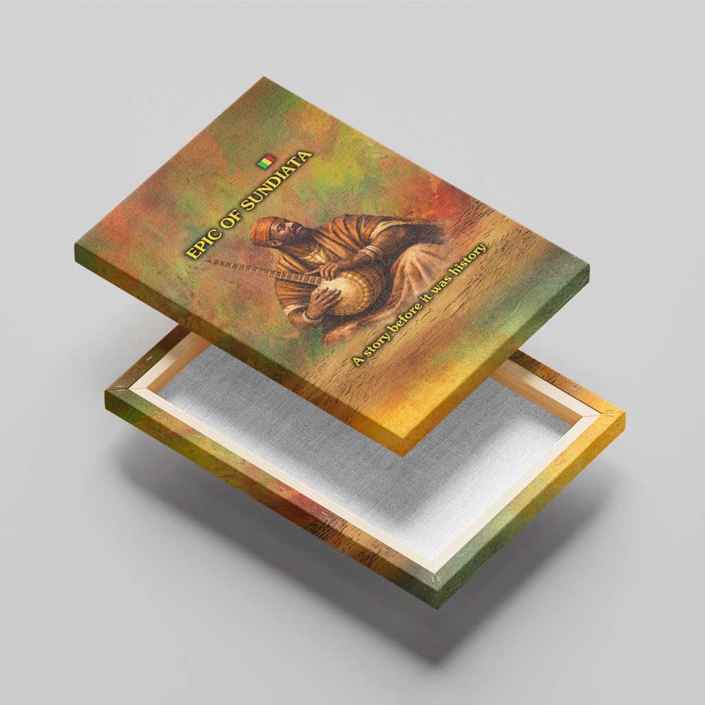 Sundiata Keita Canvas Wall Art Griot Storytelling Scene, Epic of Sundiata Text and Heritage-Inspired Earth Tone - Wonder Print Shop