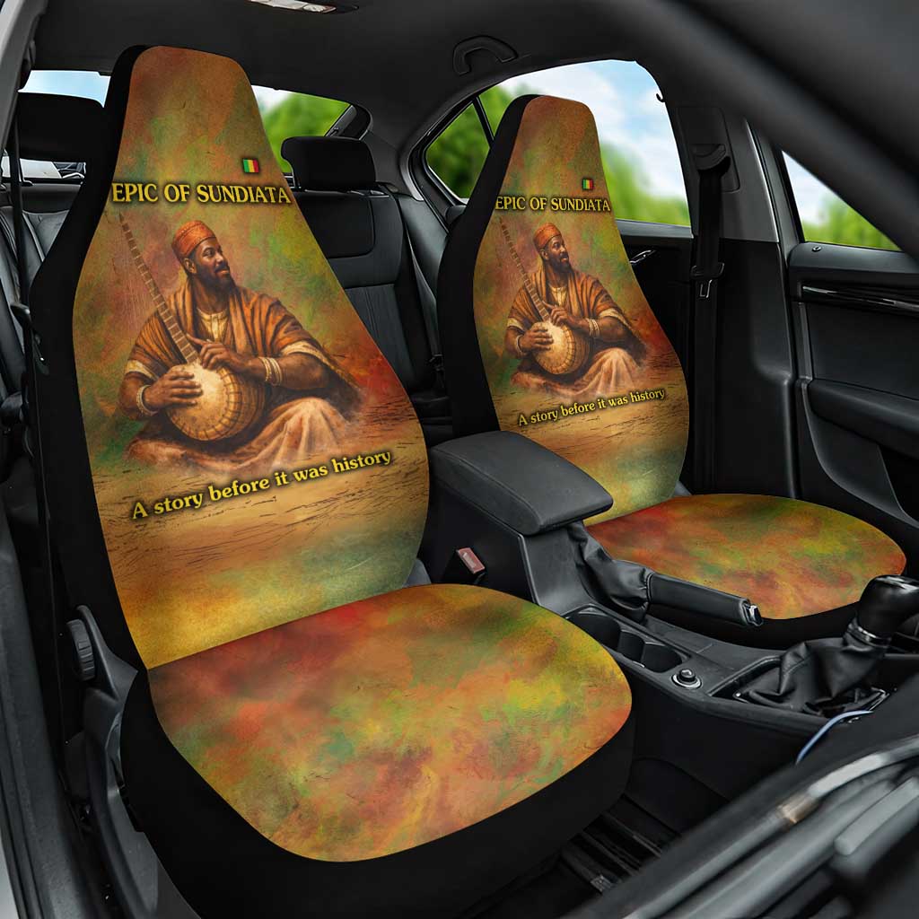 Sundiata Keita Car Seat Cover Griot Storytelling Scene, Epic of Sundiata Text and Heritage-Inspired Earth Tone - Wonder Print Shop
