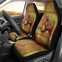 Sundiata Keita Car Seat Cover Griot Storytelling Scene, Epic of Sundiata Text and Heritage-Inspired Earth Tone - Wonder Print Shop
