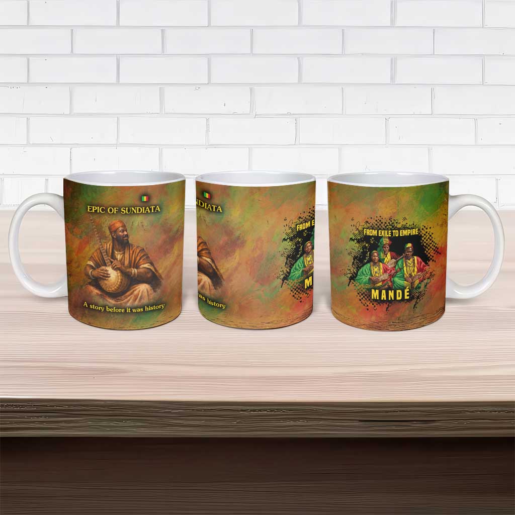 Sundiata Keita Ceramic Mug Griot Storytelling Scene, Epic of Sundiata Text and Heritage-Inspired Earth Tone - Wonder Print Shop