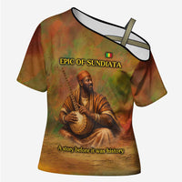 Sundiata Keita Cross Shoulder Shirt Griot Storytelling Scene, Epic of Sundiata Text and Heritage-Inspired Earth Tone - Wonder Print Shop