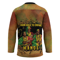 Sundiata Keita Hockey Jersey Griot Storytelling Scene, Epic of Sundiata Text and Heritage-Inspired Earth Tone - Wonder Print Shop