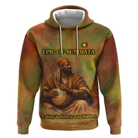 Sundiata Keita Hoodie Griot Storytelling Scene, Epic of Sundiata Text and Heritage-Inspired Earth Tone - Wonder Print Shop