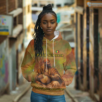 Sundiata Keita Hoodie Griot Storytelling Scene, Epic of Sundiata Text and Heritage-Inspired Earth Tone - Wonder Print Shop