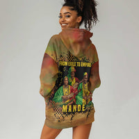 Sundiata Keita Hoodie Dress Griot Storytelling Scene, Epic of Sundiata Text and Heritage-Inspired Earth Tone - Wonder Print Shop