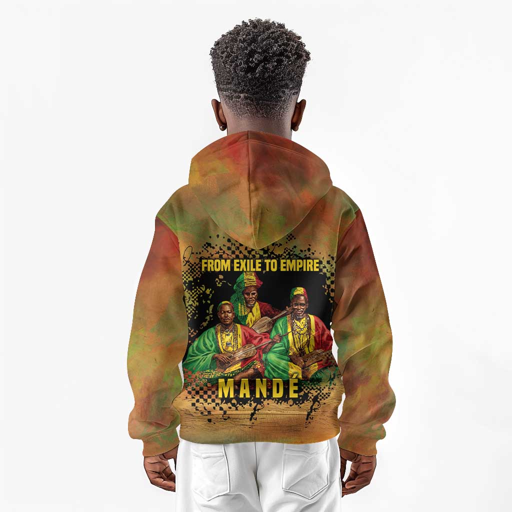 Sundiata Keita Kid Hoodie Griot Storytelling Scene, Epic of Sundiata Text and Heritage-Inspired Earth Tone - Wonder Print Shop