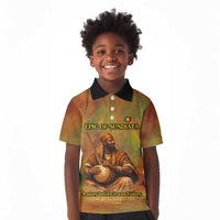 Sundiata Keita Kid Polo Shirt Griot Storytelling Scene, Epic of Sundiata Text and Heritage-Inspired Earth Tone - Wonder Print Shop