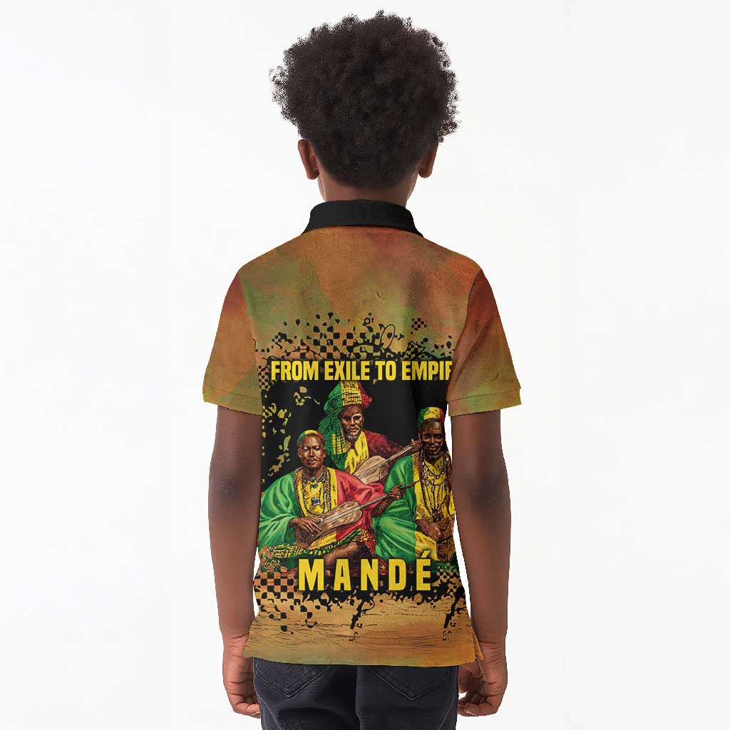 Sundiata Keita Kid Polo Shirt Griot Storytelling Scene, Epic of Sundiata Text and Heritage-Inspired Earth Tone - Wonder Print Shop