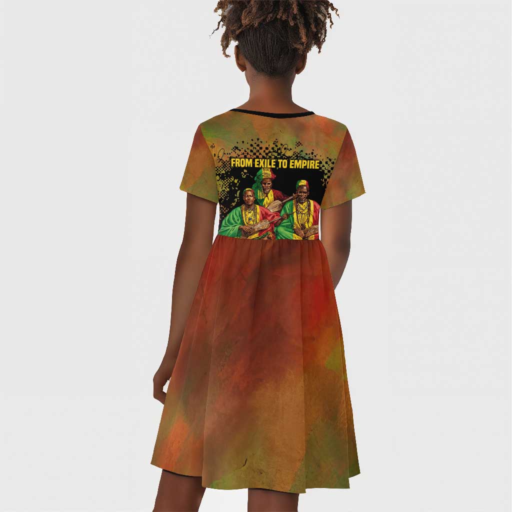 Sundiata Keita Kid Short Sleeve Dress Griot Storytelling Scene, Epic of Sundiata Text and Heritage-Inspired Earth Tone - Wonder Print Shop