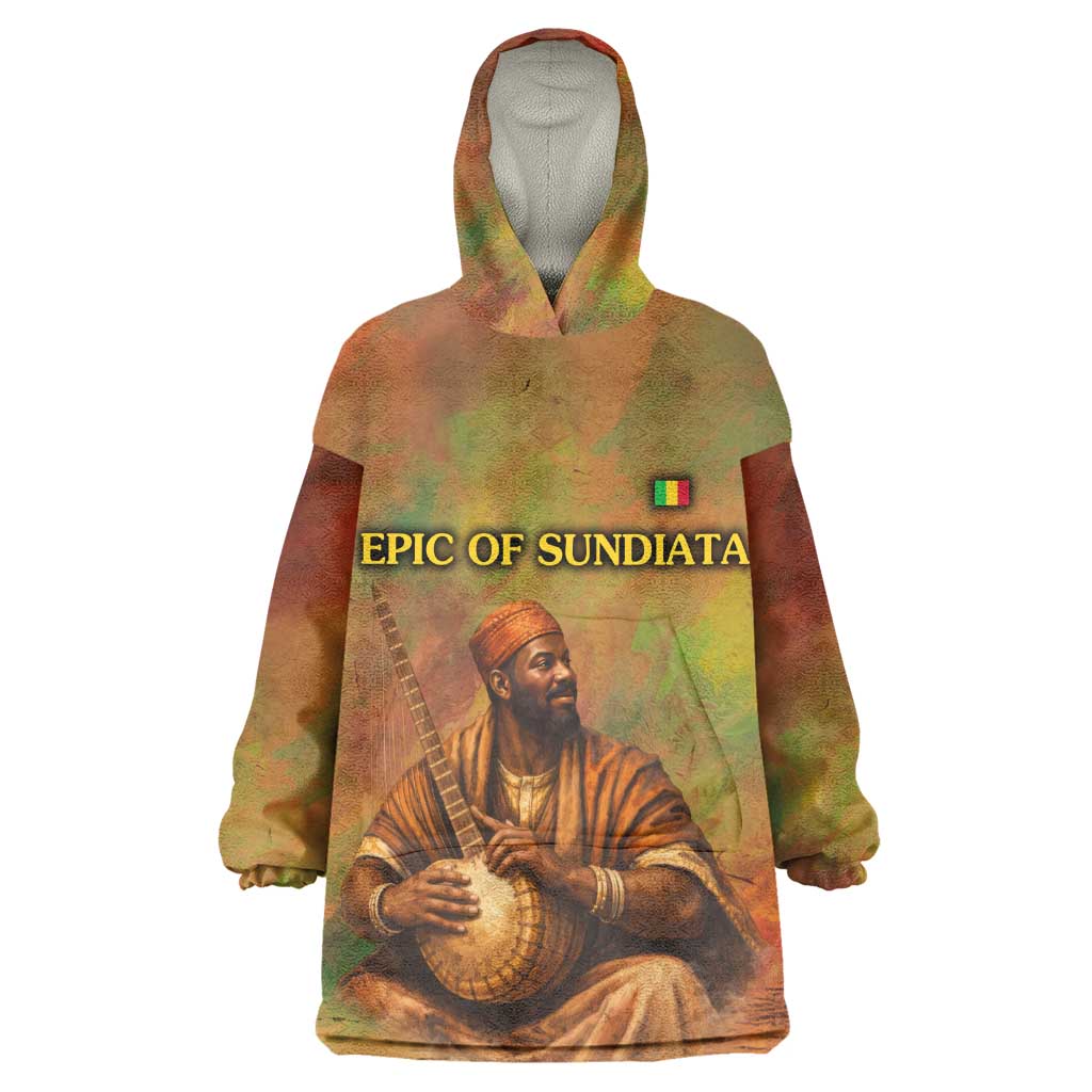 Sundiata Keita Kid Wearable Blanket Hoodie Griot Storytelling Scene, Epic of Sundiata Text and Heritage-Inspired Earth Tone - Wonder Print Shop