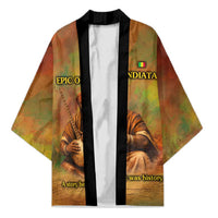 Sundiata Keita Kimono Griot Storytelling Scene, Epic of Sundiata Text and Heritage-Inspired Earth Tone - Wonder Print Shop
