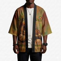 Sundiata Keita Kimono Griot Storytelling Scene, Epic of Sundiata Text and Heritage-Inspired Earth Tone - Wonder Print Shop