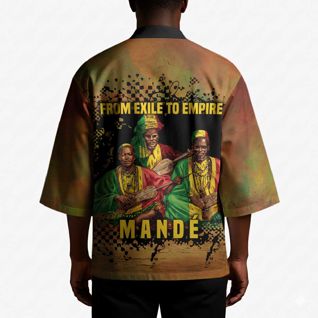 Sundiata Keita Kimono Griot Storytelling Scene, Epic of Sundiata Text and Heritage-Inspired Earth Tone - Wonder Print Shop