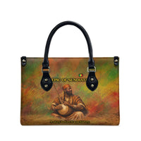 Sundiata Keita Leather Bag Griot Storytelling Scene, Epic of Sundiata Text and Heritage-Inspired Earth Tone - Wonder Print Shop