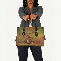 Sundiata Keita Leather Bag Griot Storytelling Scene, Epic of Sundiata Text and Heritage-Inspired Earth Tone - Wonder Print Shop