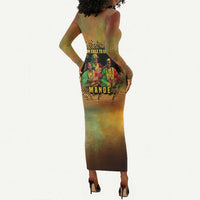 Sundiata Keita Long Sleeve Bodycon Dress Griot Storytelling Scene, Epic of Sundiata Text and Heritage-Inspired Earth Tone - Wonder Print Shop