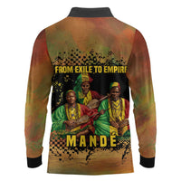Sundiata Keita Long Sleeve Polo Shirt Griot Storytelling Scene, Epic of Sundiata Text and Heritage-Inspired Earth Tone - Wonder Print Shop