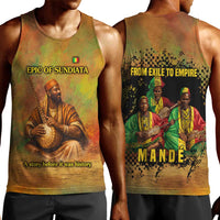 Sundiata Keita Men Tank Top Griot Storytelling Scene, Epic of Sundiata Text and Heritage-Inspired Earth Tone - Wonder Print Shop