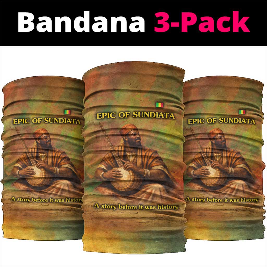 Sundiata Keita Neck Gaiter Griot Storytelling Scene, Epic of Sundiata Text and Heritage-Inspired Earth Tone - Wonder Print Shop