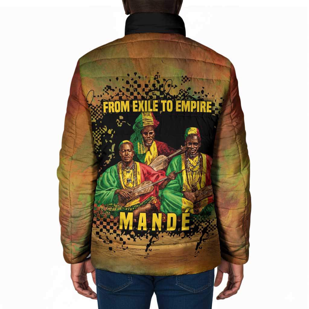 Sundiata Keita Padded Jacket Griot Storytelling Scene, Epic of Sundiata Text and Heritage-Inspired Earth Tone - Wonder Print Shop