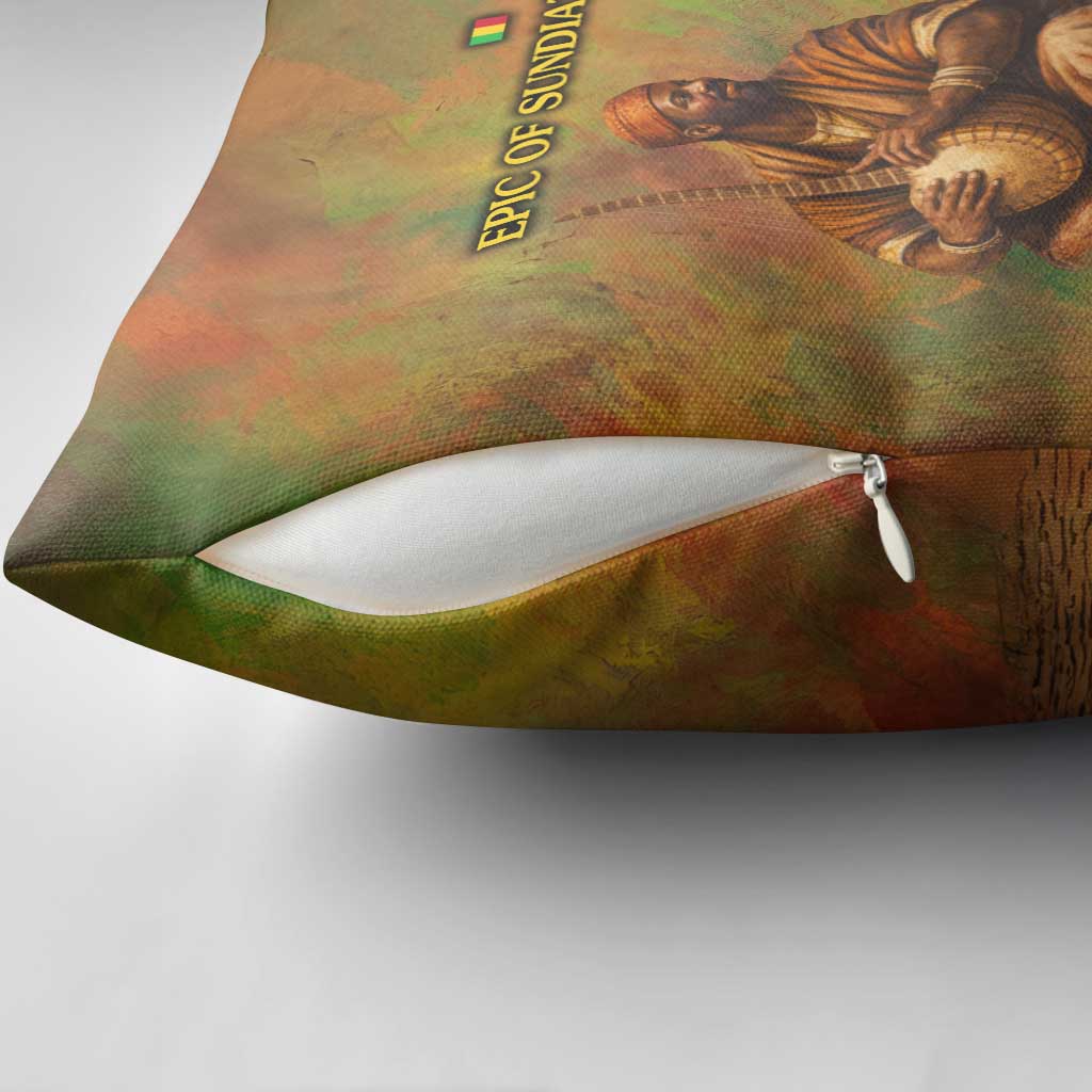 Sundiata Keita Pillow Cover Griot Storytelling Scene, Epic of Sundiata Text and Heritage-Inspired Earth Tone - Wonder Print Shop