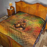 Sundiata Keita Quilt Griot Storytelling Scene, Epic of Sundiata Text and Heritage-Inspired Earth Tone - Wonder Print Shop