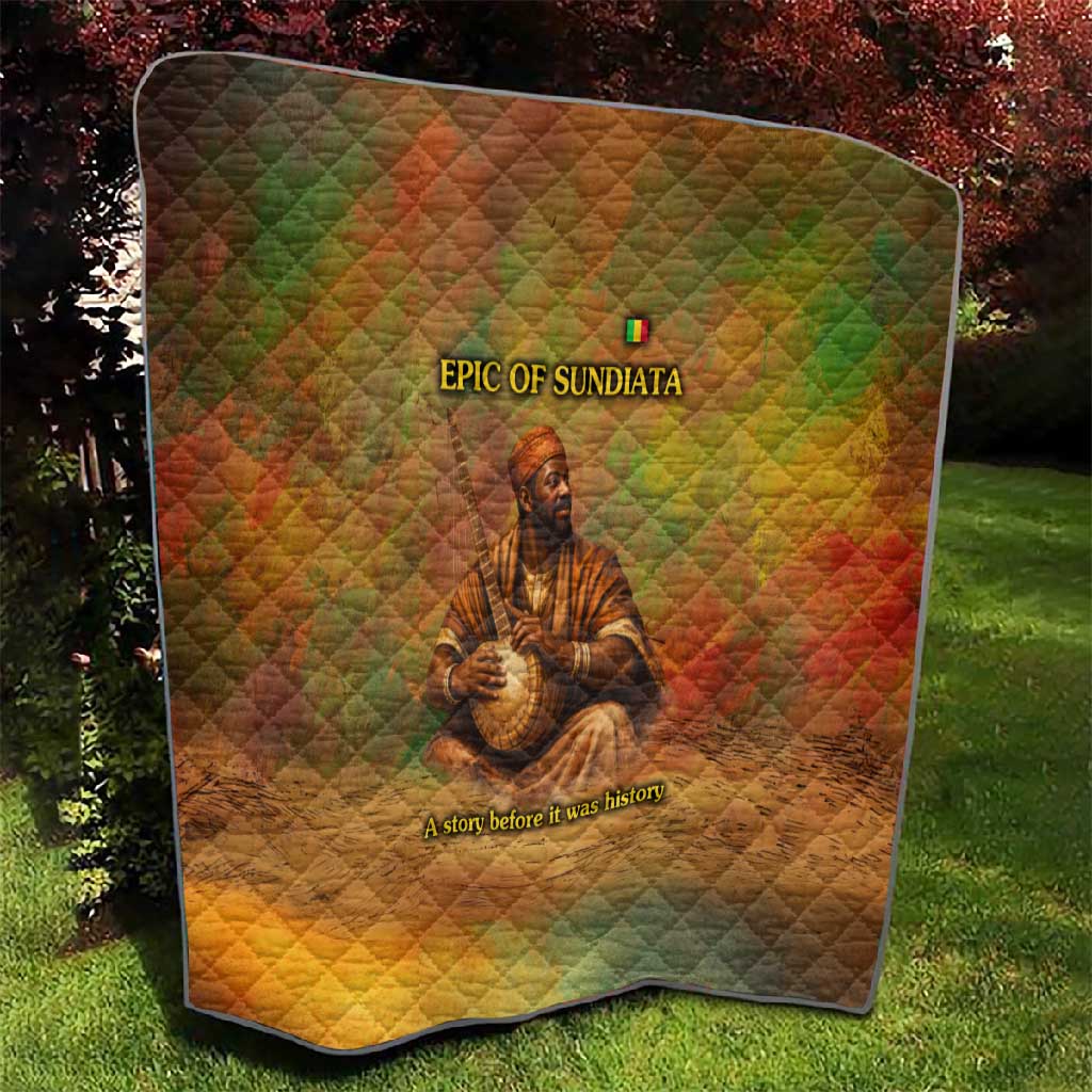 Sundiata Keita Quilt Griot Storytelling Scene, Epic of Sundiata Text and Heritage-Inspired Earth Tone - Wonder Print Shop